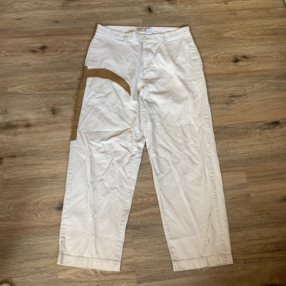 Old Navy Khakis Custom DIY Patchwork Scythe Skull Pants Off-White 33x30